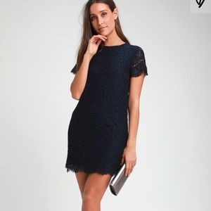 Lulu's Dresses - Navy Lace Shift Dress Lulu's Dresses - Navy Lace Shift Dress
